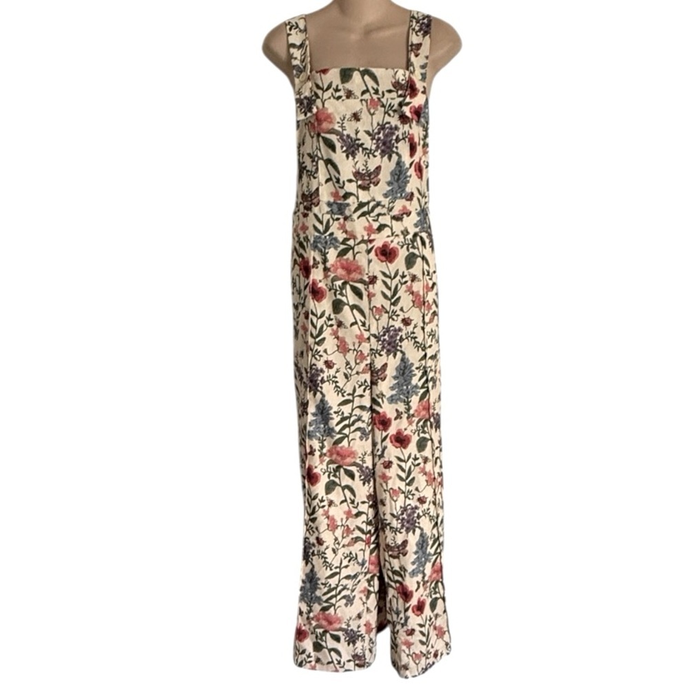 🆕➕️ CIDER Floral Lightweight Corduroy Button Wide Leg Jumpsuit CREAM 0XL $59 - Picture 14 of 16